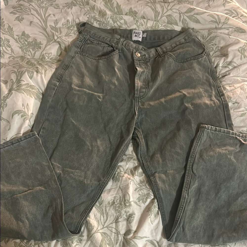 Princess Polly straight leg jeans sage green color size US 10